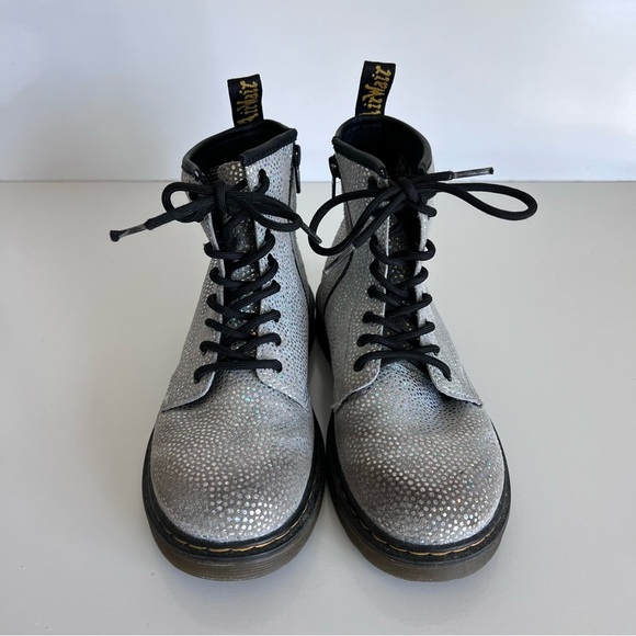 Doc Martens Junior 1460 Metallic Suede Lace Up Boots - Picture 2 of 9